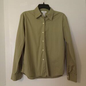 Jones New York Sport Button down shirt cotton light olive green color EUC 8
